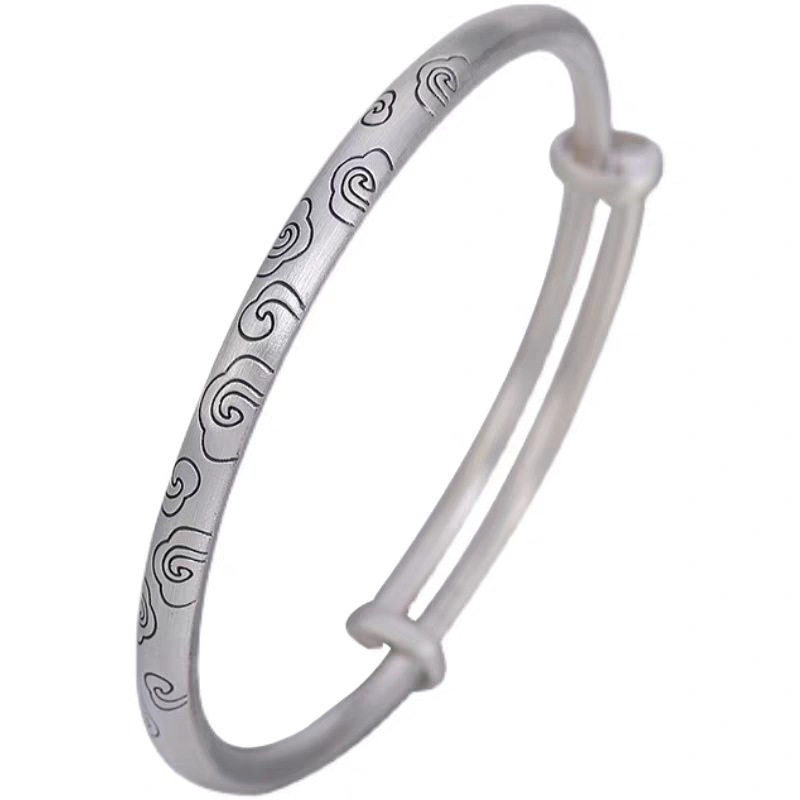 足银银制品 S016 复古祥云手镯 推拉直播间选款时尚百搭精美手镯