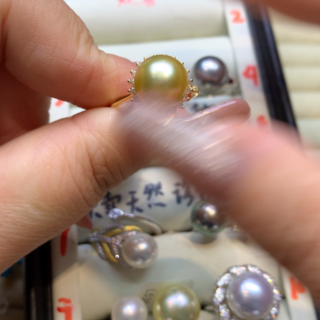 银S925镶嵌戒指海水珍珠