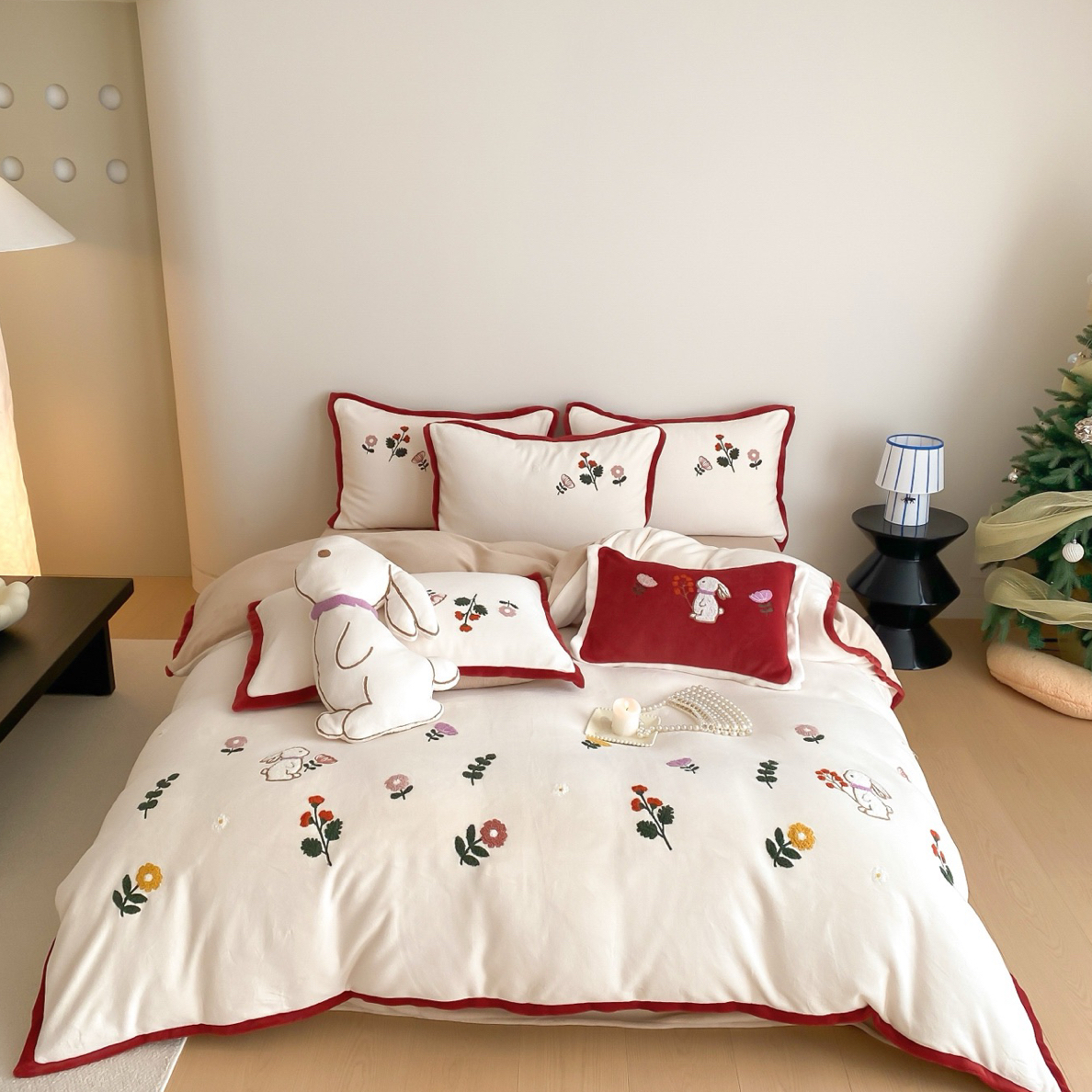 梦悦 【精灵兔 】冬季可爱加厚牛奶绒四件套 少女心被套