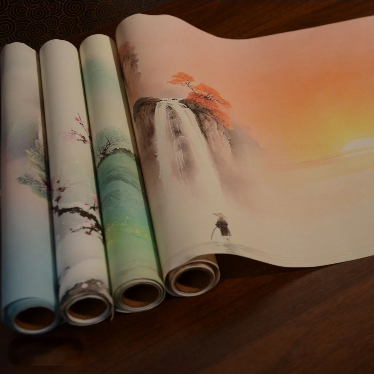 源雅005:  34厘米X10米“忆芳华”蜡染绢纸长卷（不挑款2卷一组）