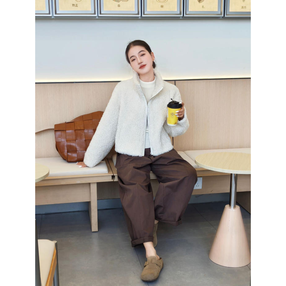 99052 2025冬季新款立领羔羔毛皮毛一体小个子皮草外套女短款