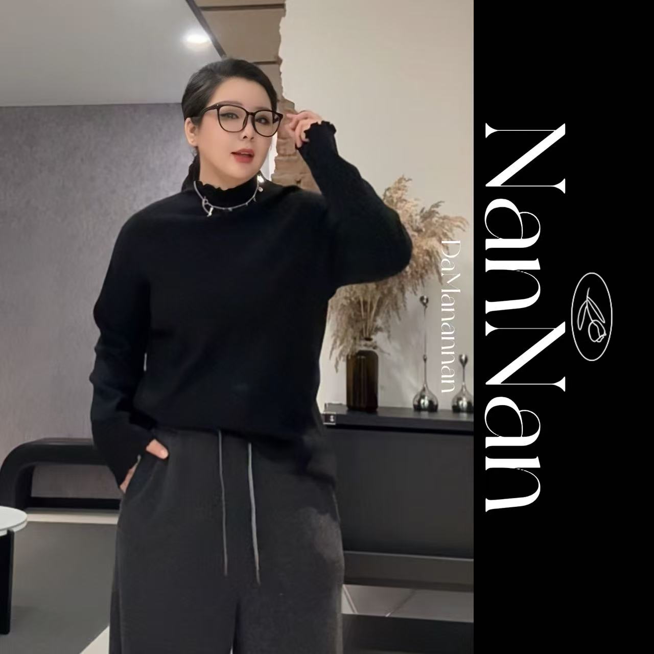 【楠楠推荐】宽松纯色极简风保暖冬季针织打底T恤C8167