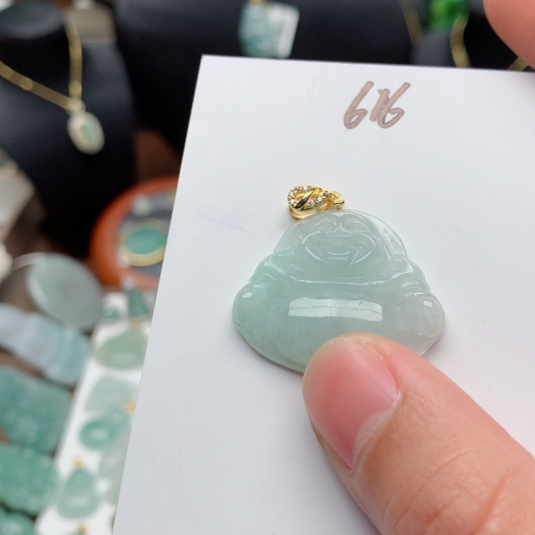 翡翠颈饰银S925镀金镶嵌吊坠