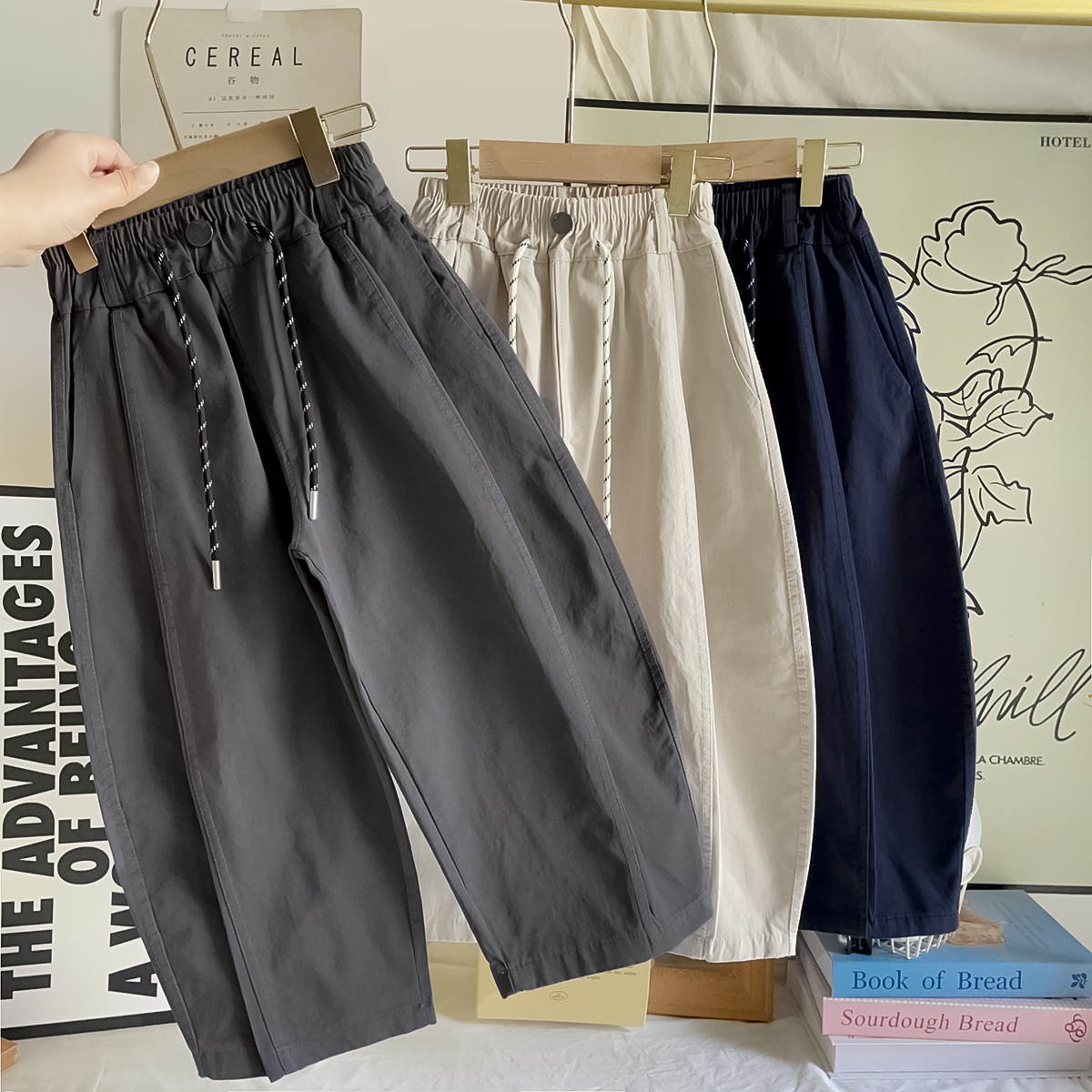 【现货100%棉】纯棉中大童男宝秋款裤子男女童纯棉休闲童装中大童