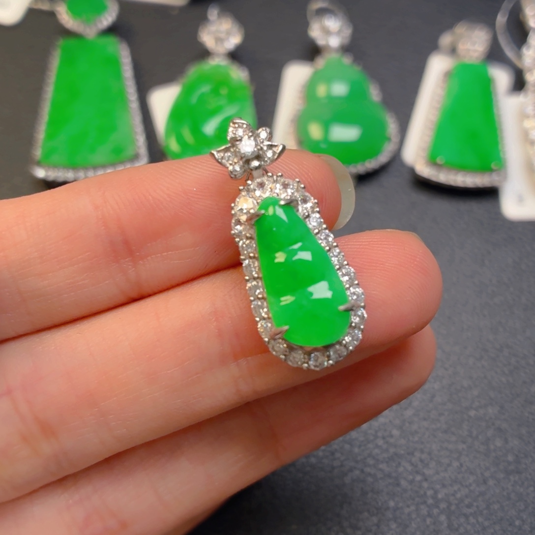 翡翠银S925镶嵌吊坠(不含链)