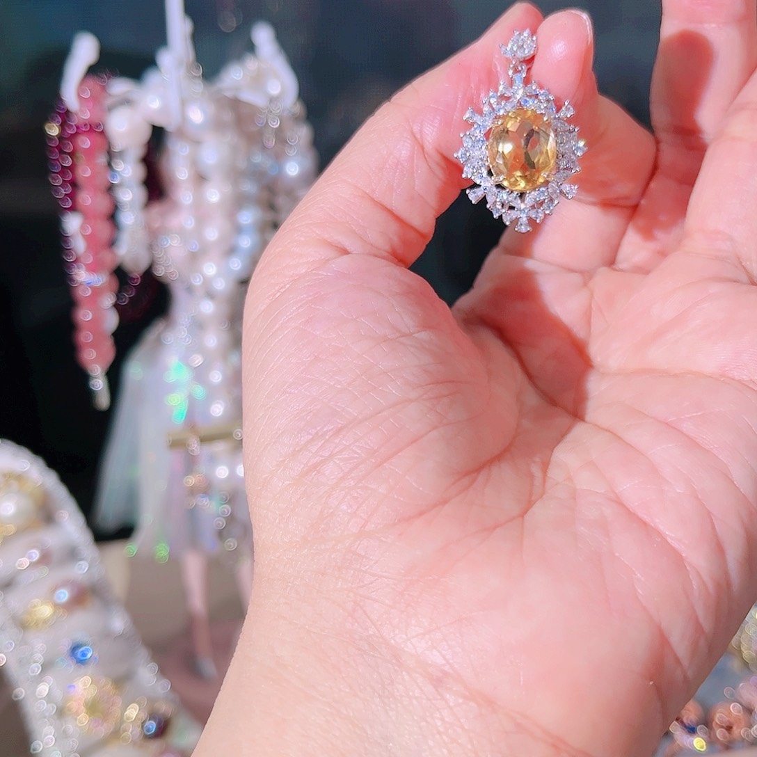 托帕石颈饰银S925镶嵌