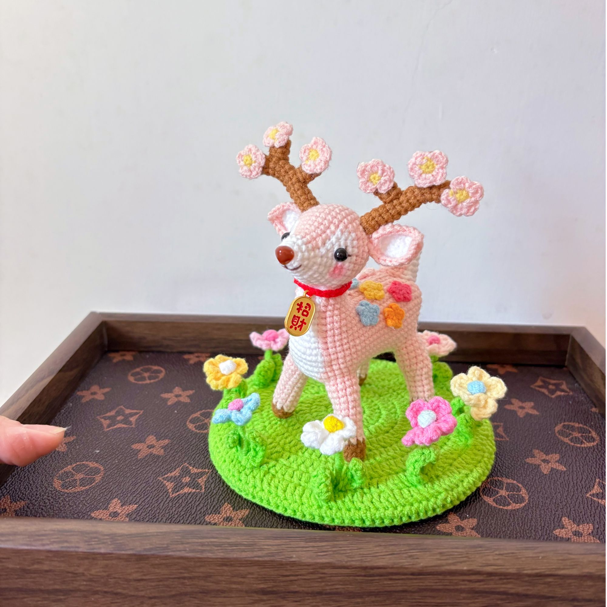 手工编织一路平安钩织摆件一鹿平安车摆