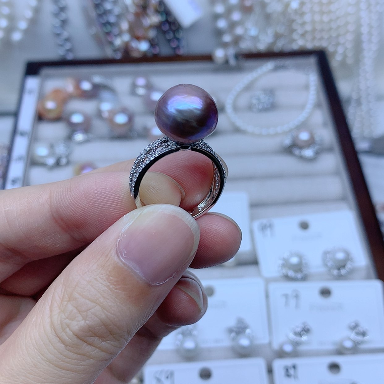【闪购商品】银S925镶嵌戒指淡水珍珠