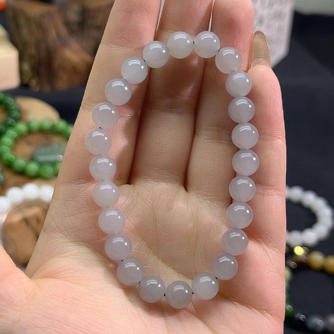 和田玉未镶嵌颈饰烟紫8m m