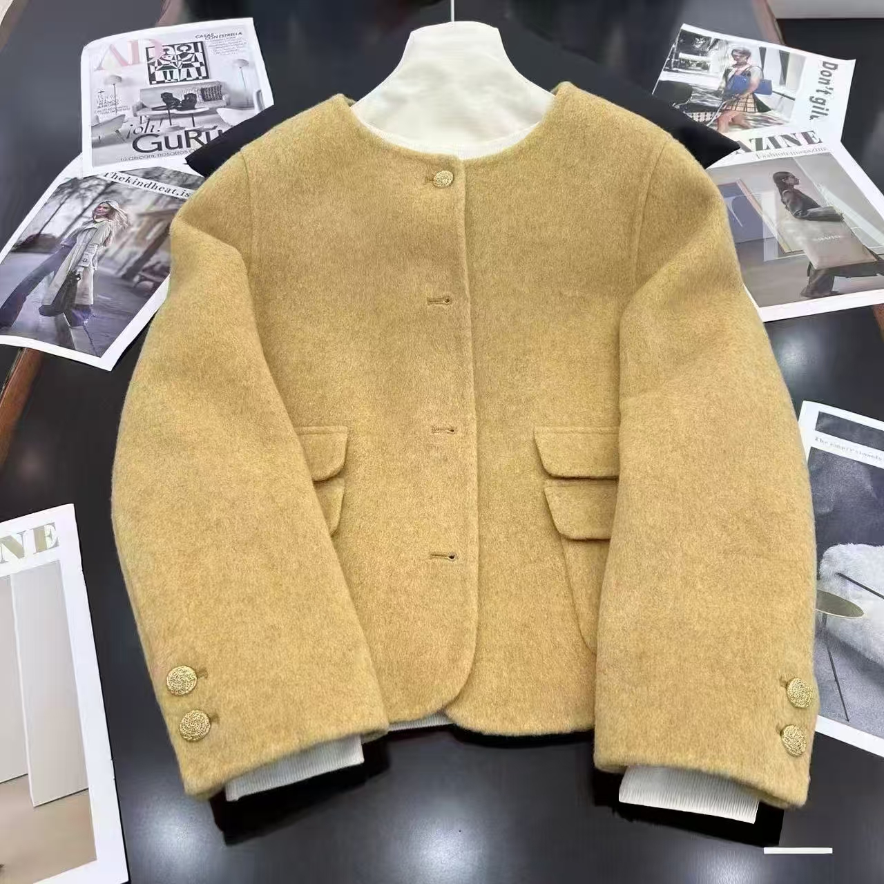 【6208】大漫甄选（干洗）高级双口袋双面绒大衣短外套YYJ8003