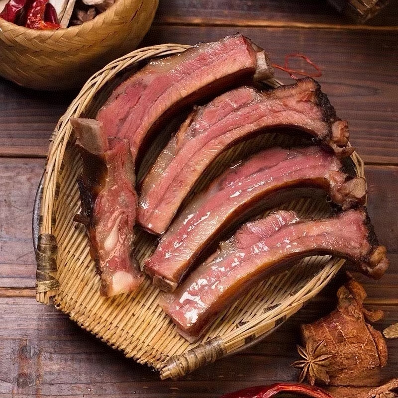 【现场称重】农家柴火烟熏腊排骨，传统柏丫烟熏