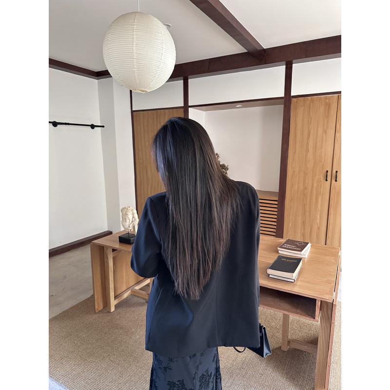 【大小姐】“约克郡西装”高级设计感宽松女士黑色休闲百搭西装