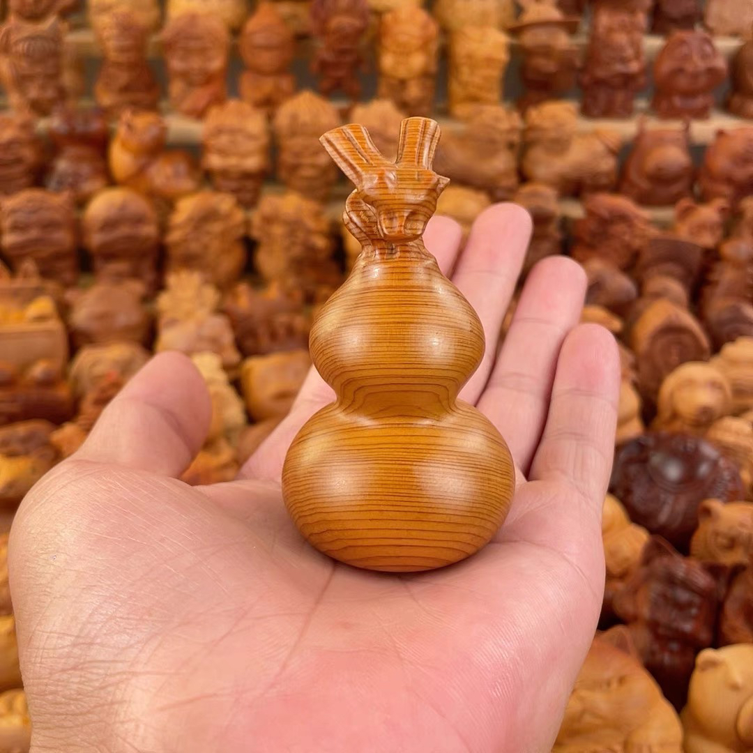 【崖柏陈化瑕疵】鹿角葫芦摆件文玩陈化料手把件龙头福禄吉祥挂件