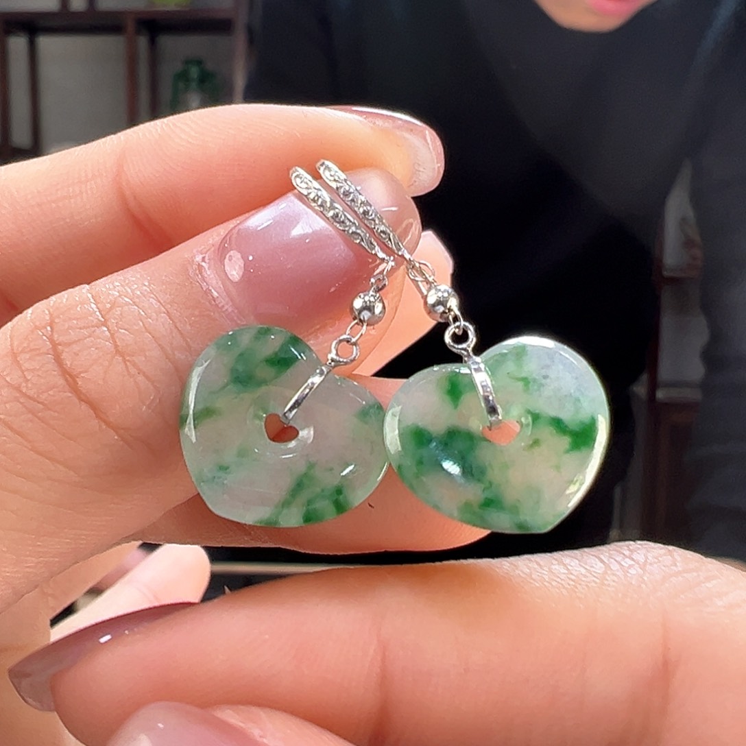 翡翠耳饰18K金镶嵌耳环14