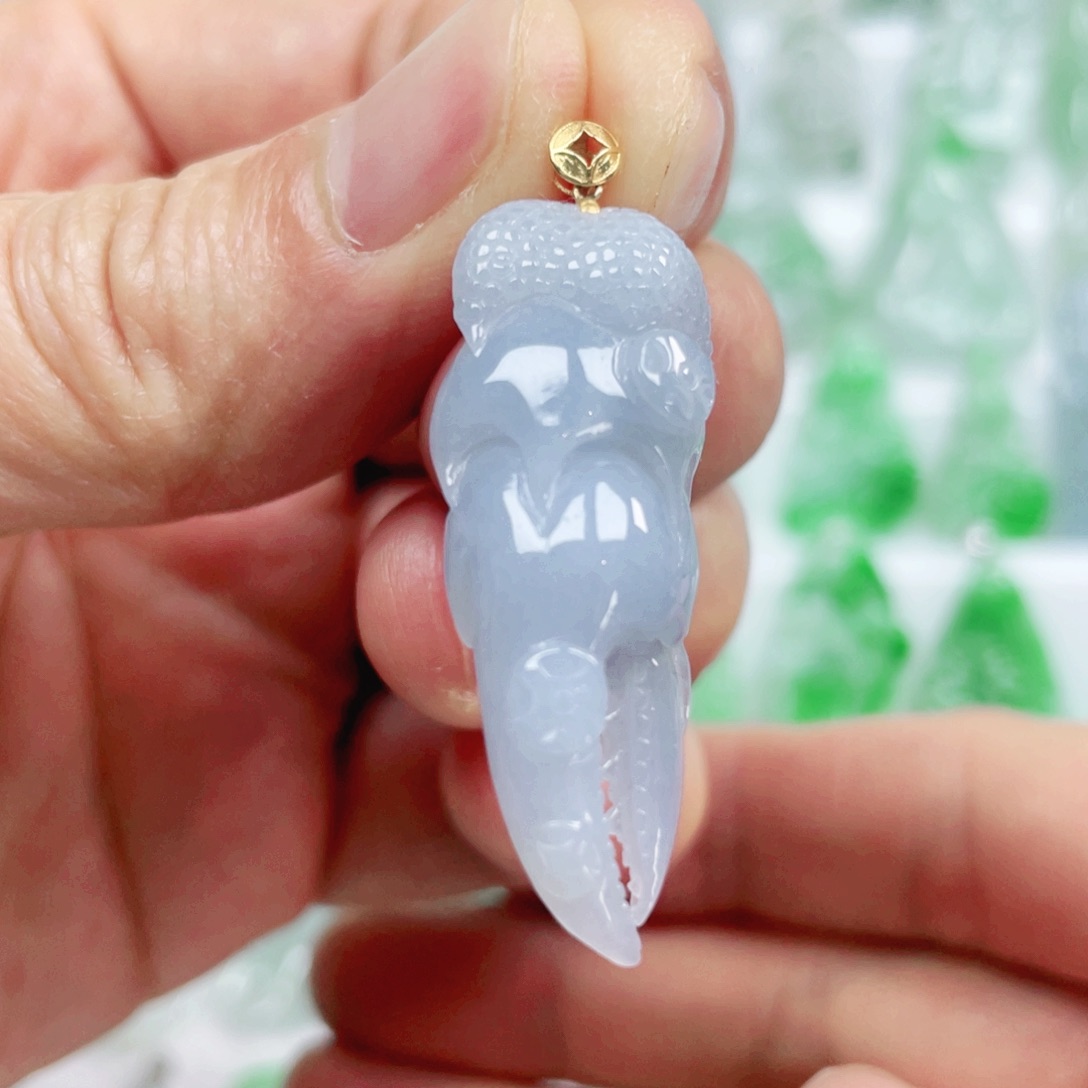 翡翠吊坠(不含链)18K金镶嵌