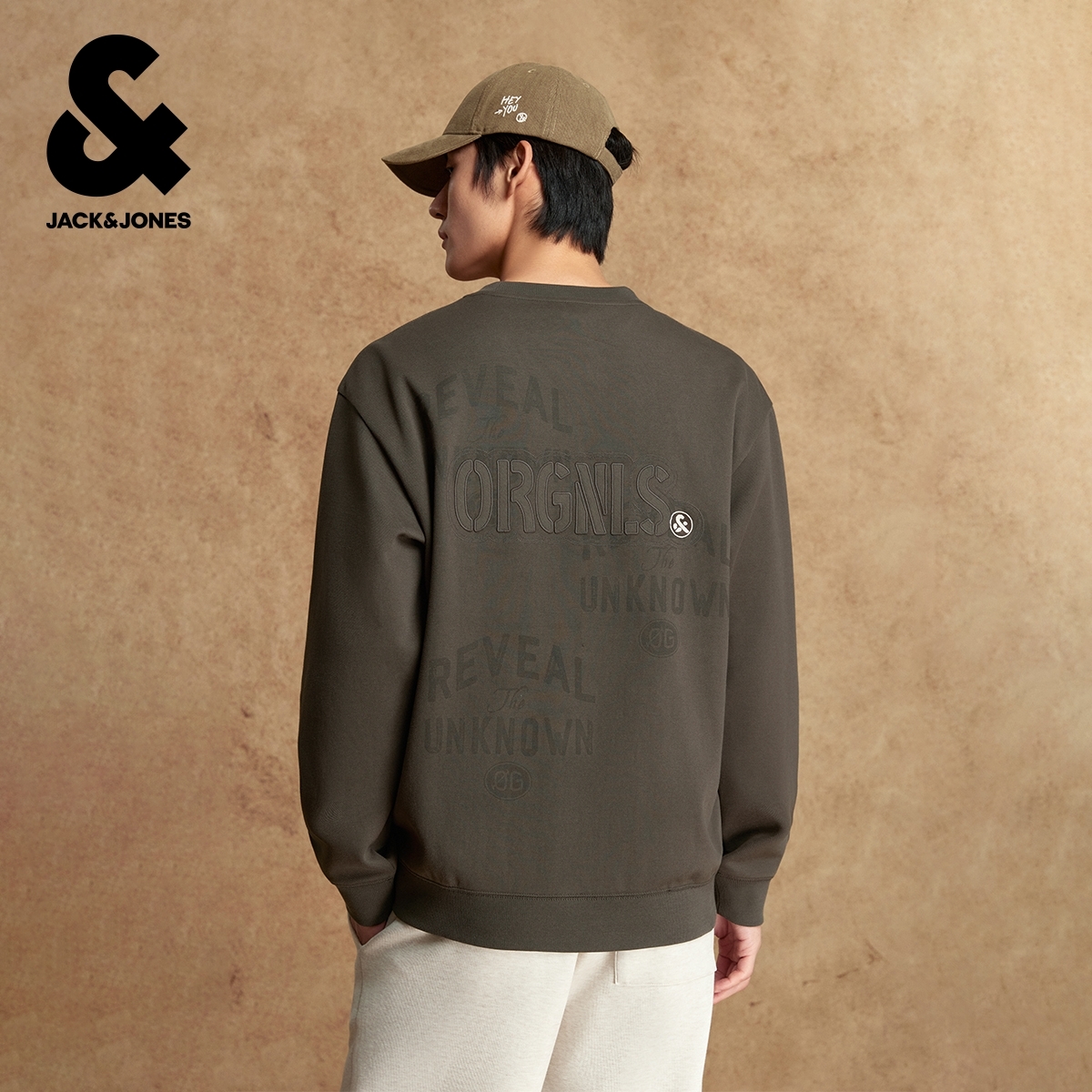 杰克琼斯2025年秋季新款男装卫衣宽松圆领长袖精致刺绣时尚上衣