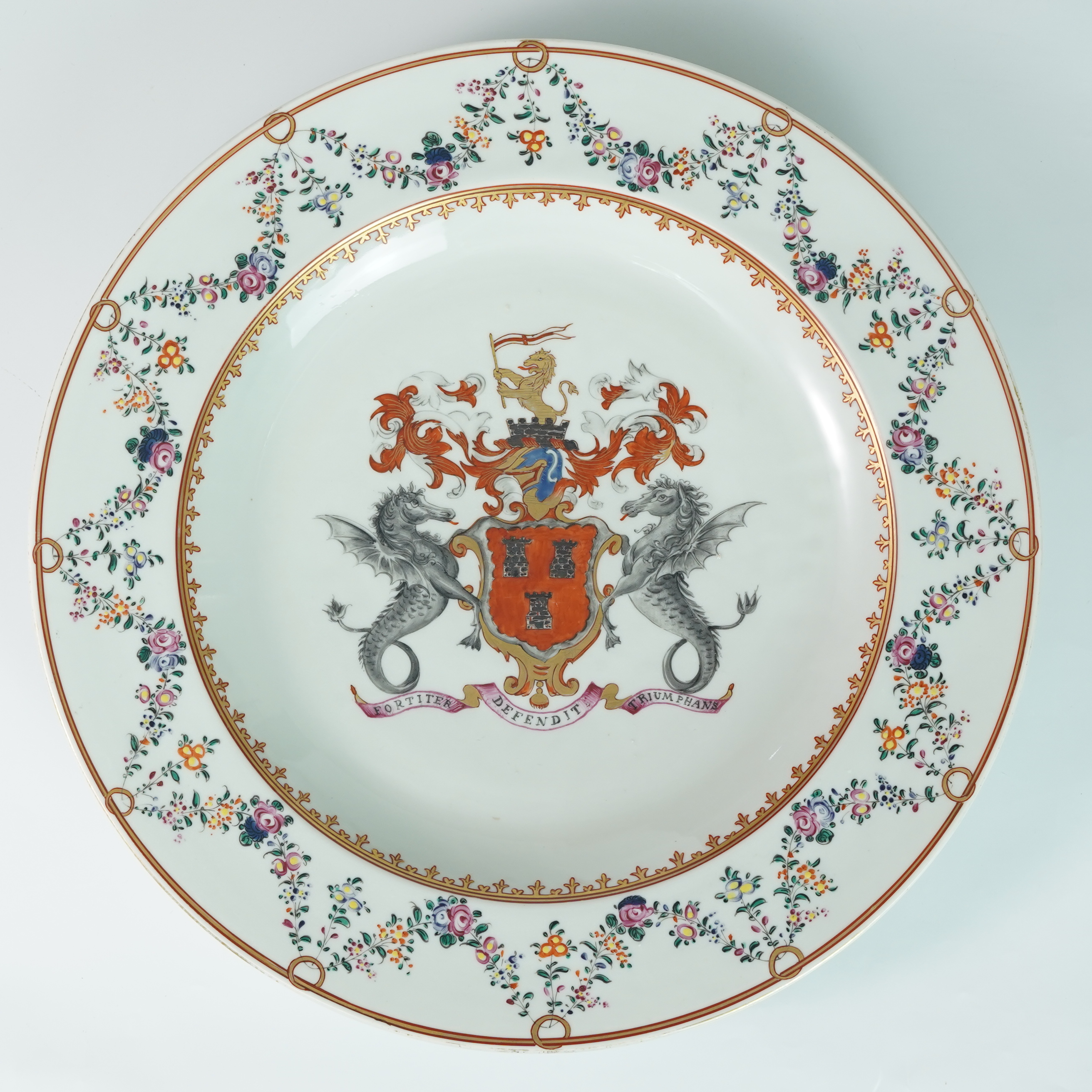 LABC250726018【十竹斋】清乾隆徽章粉彩赏盘