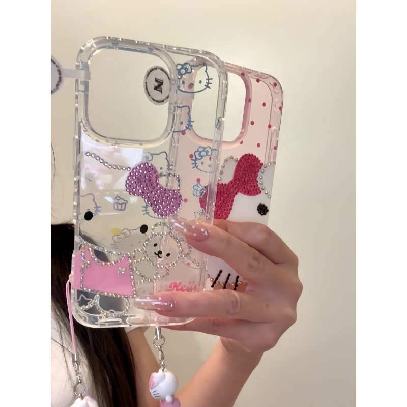 卡通少女粉波点彩钻蛋糕猫咪适用iphone17promax苹果16手机壳新款