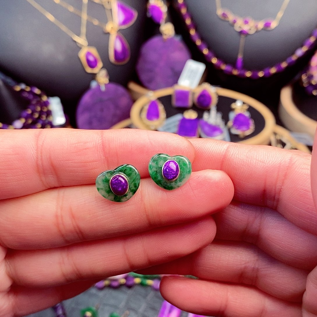 苏纪石（舒俱来）耳饰18K金镶嵌