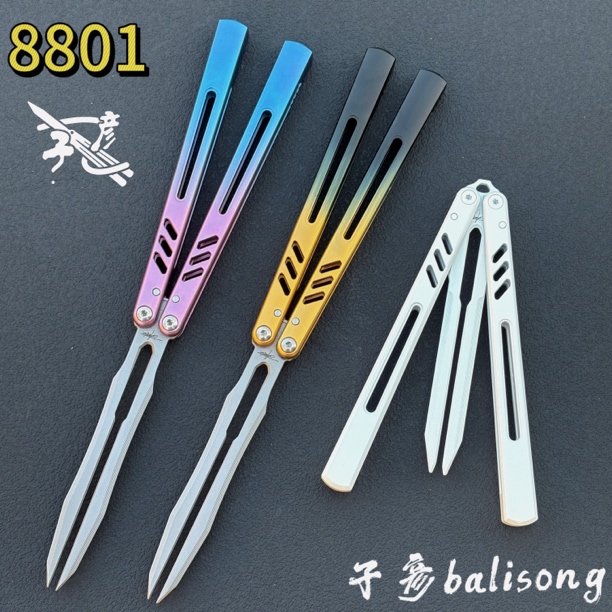 班输造物8801V3版本蝴蝶刀安全练习不开刃蝴蝶甩刀