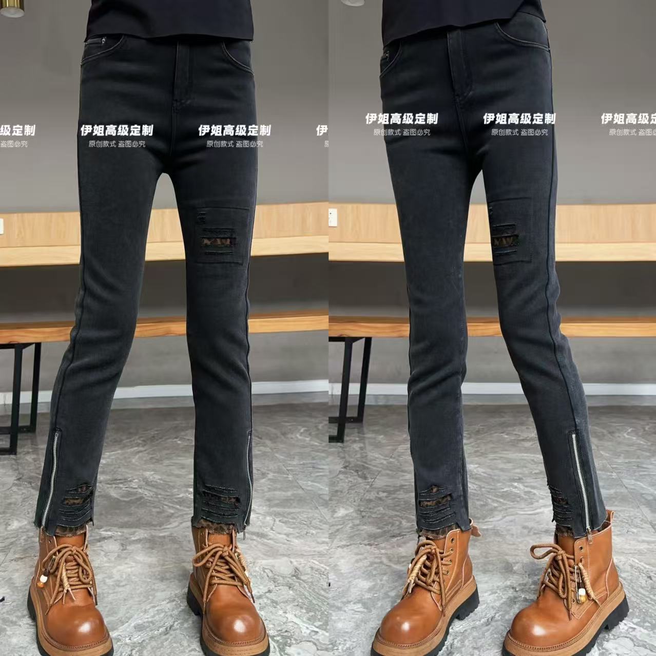 【YJ·原创】2025冬季新款宽松百搭显瘦弹力加厚加绒烟管裤女 YK1011