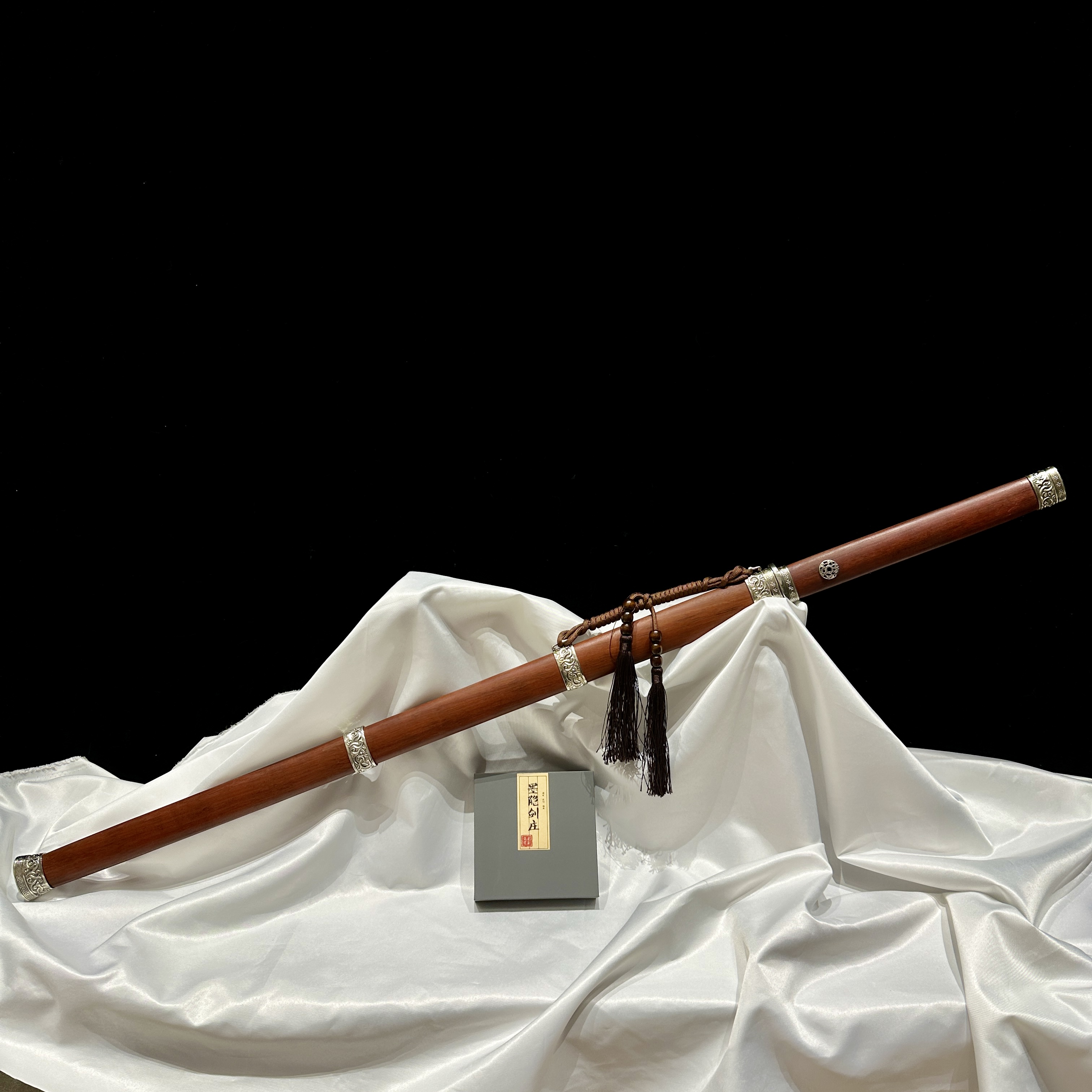 【剑心师妹】S云叶唐剑 百炼钢 白铜 龙凤檀 收藏 未开刃