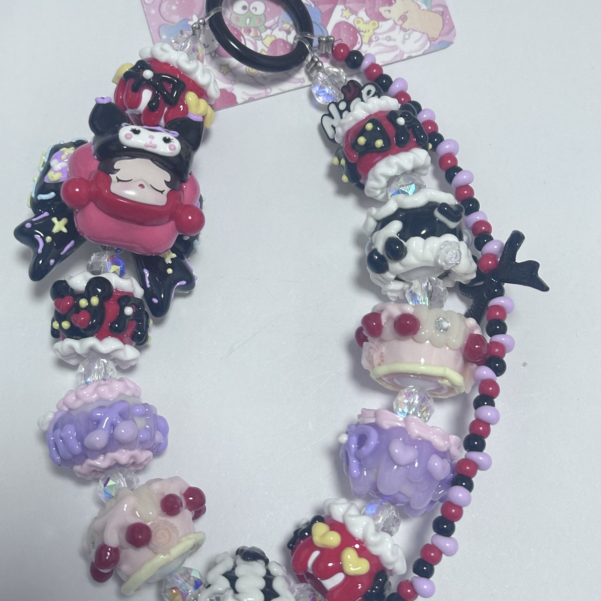 二改泡泡玛特手绘珠手机链包挂