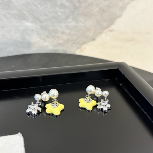 铜合金仿珍珠项链 铜合金仿珍珠耳饰 黄星星笑脸耳环EH3337