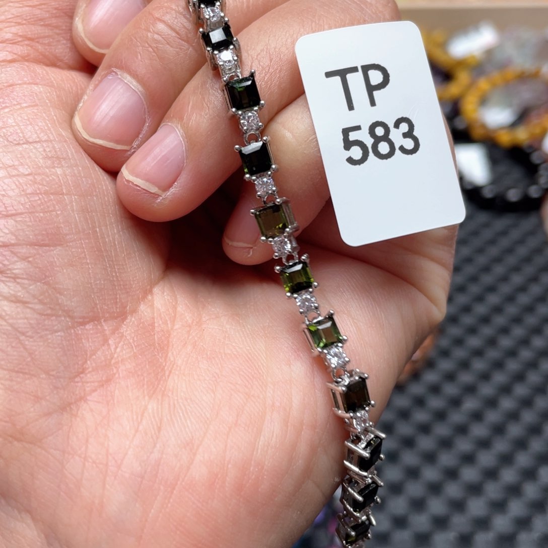 碧玺手串银S925镶嵌手串