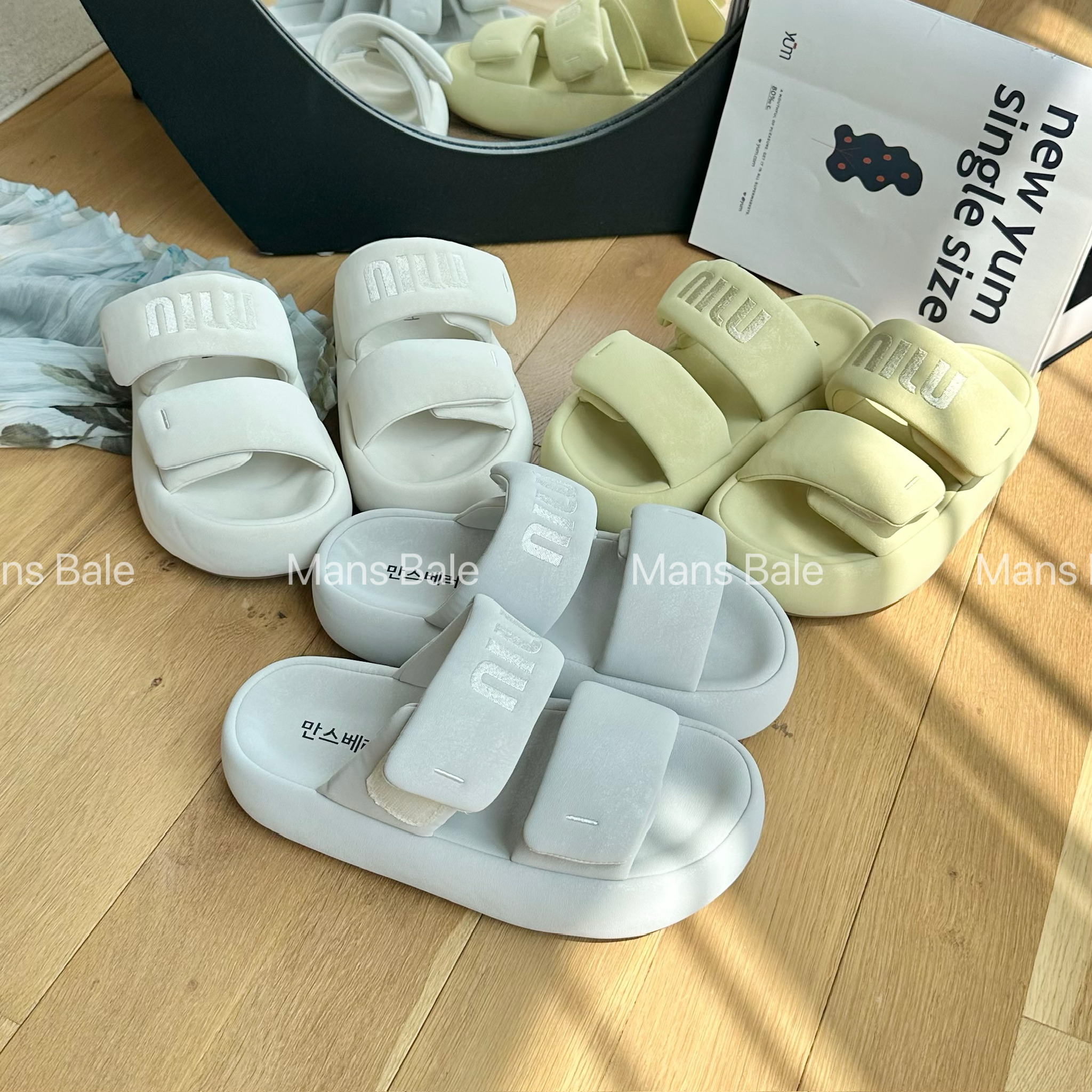 5045-26 厚底拖鞋女外穿百搭踩屎感一字拖魔术贴休闲面包凉拖鞋