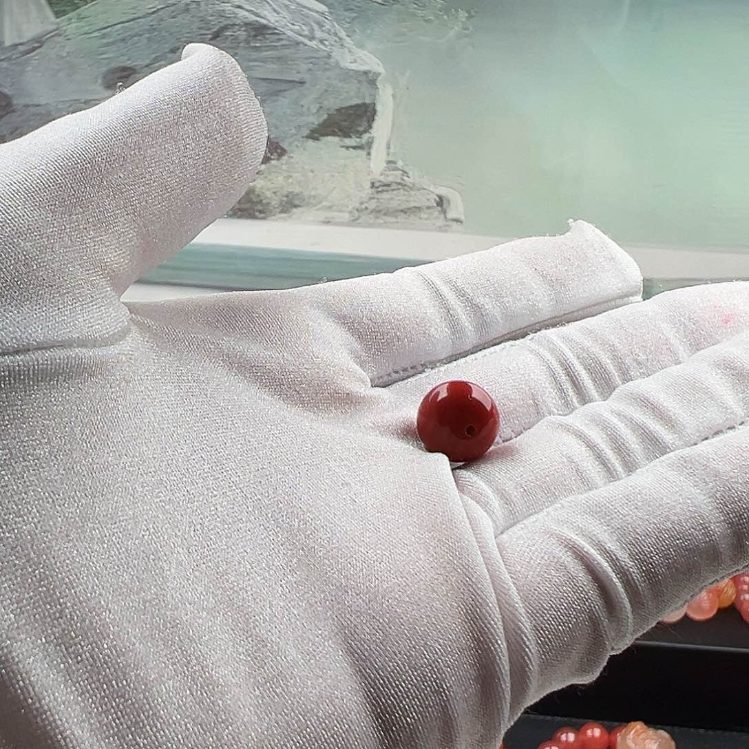 子***爵南红玛瑙未镶嵌手链锦红卡10单珠