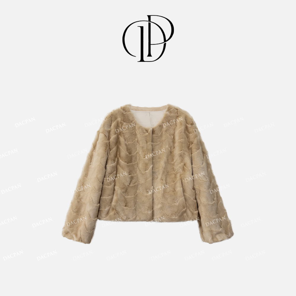 人造皮草 DACPAN-“小野猫”圆领水貂外套 2024/盼•PP 2725