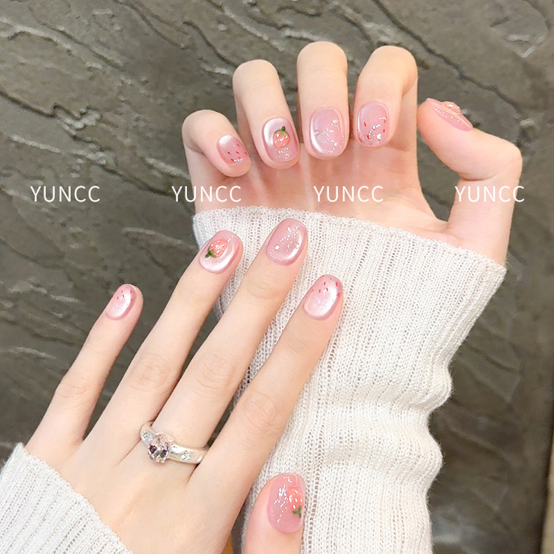 【草莓软糖】纯手工草莓猫眼穿戴甲2025年春夏季显白美甲片指甲贴片