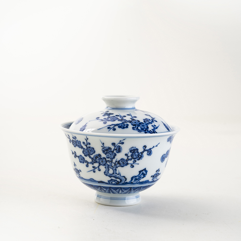 【可倚粉丝专属】柴窑·仿明松竹梅盖碗