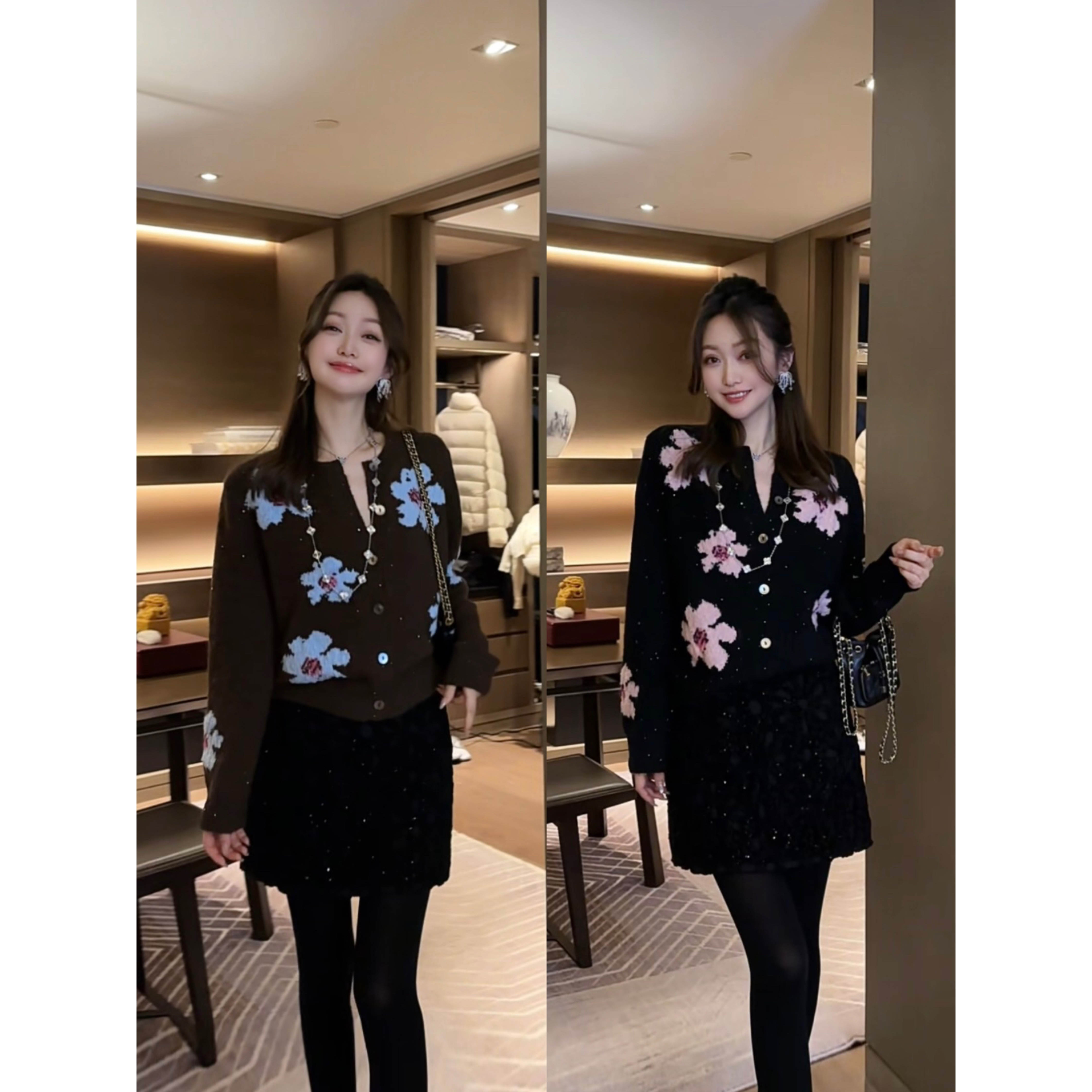 W·HAHA【樱花】绵羊毛软糯花朵针织开衫10831