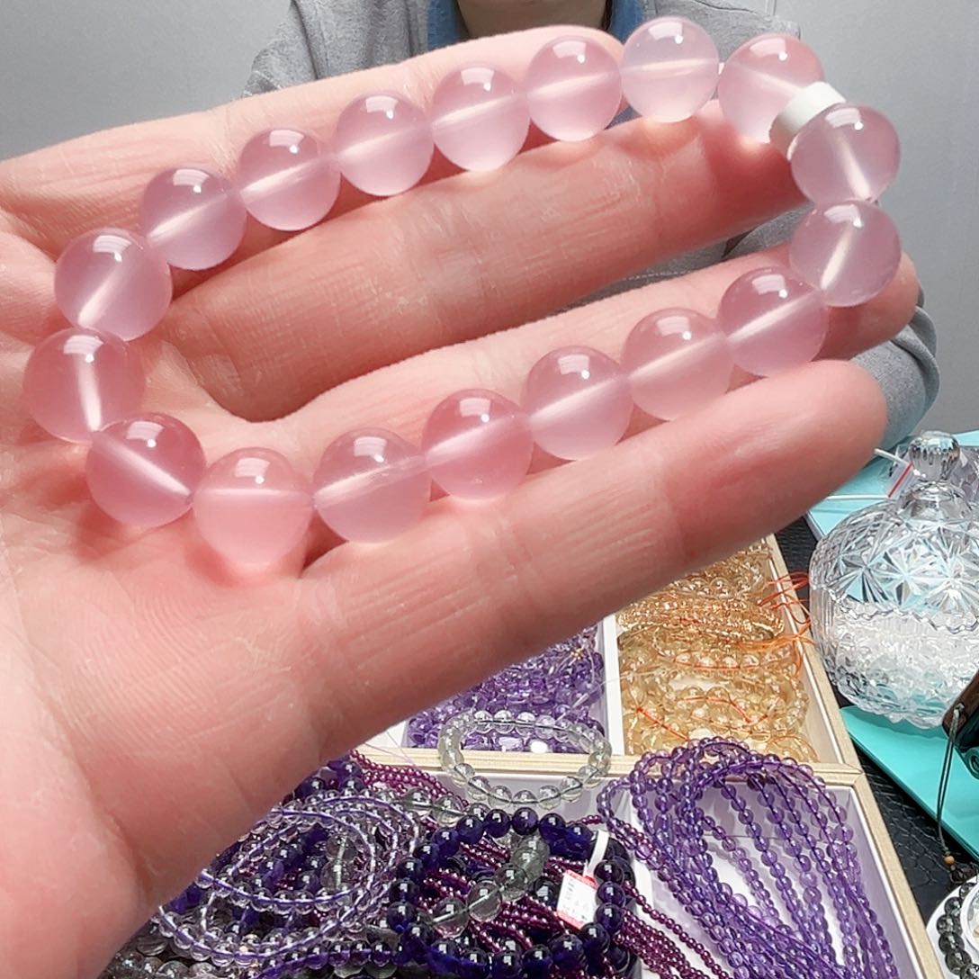 水晶手链未镶嵌净体莫粉