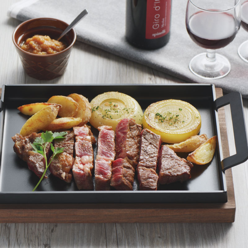 日本制原装进口铸铁锅窒化工艺不易锈好打理烤盘带木托盘套装家用