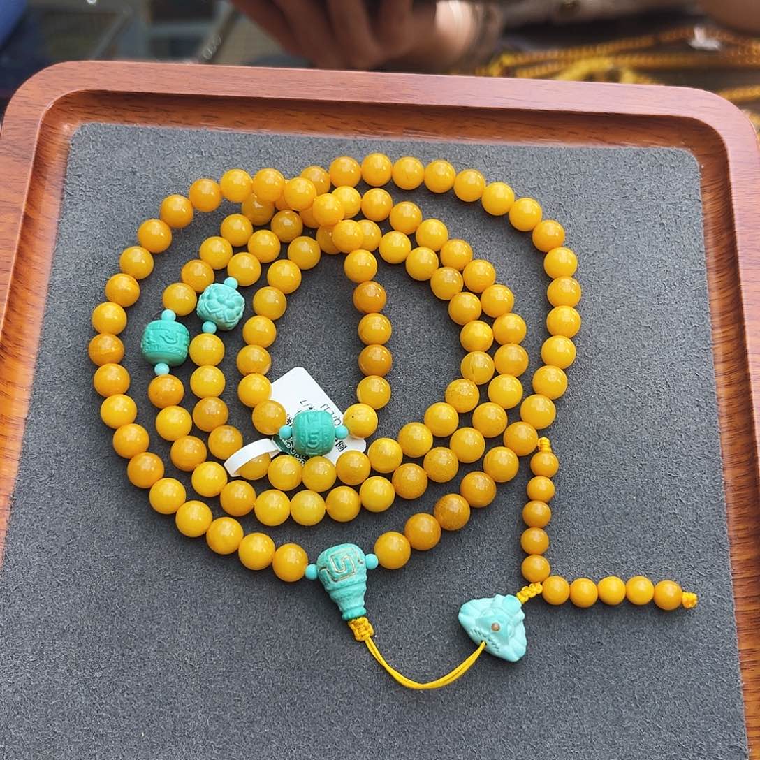 琥珀手链未镶嵌7m108鸡油黄