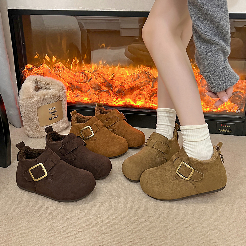 勃肯鞋女2025秋冬季新款复古软底5CM小个子内增高雪地靴休闲百搭