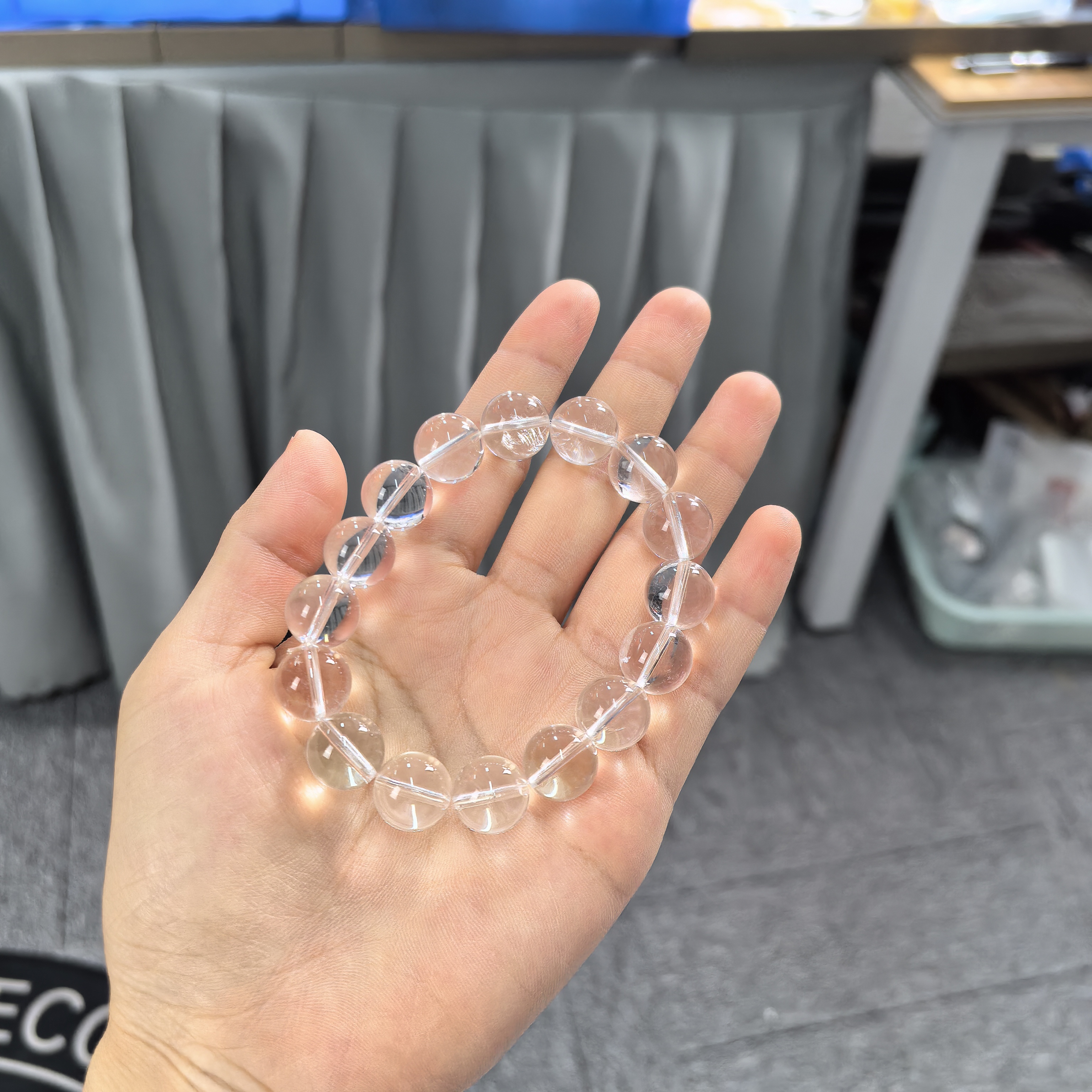 【珠宝厂长】约12-13mm白水晶圆珠单圈手串