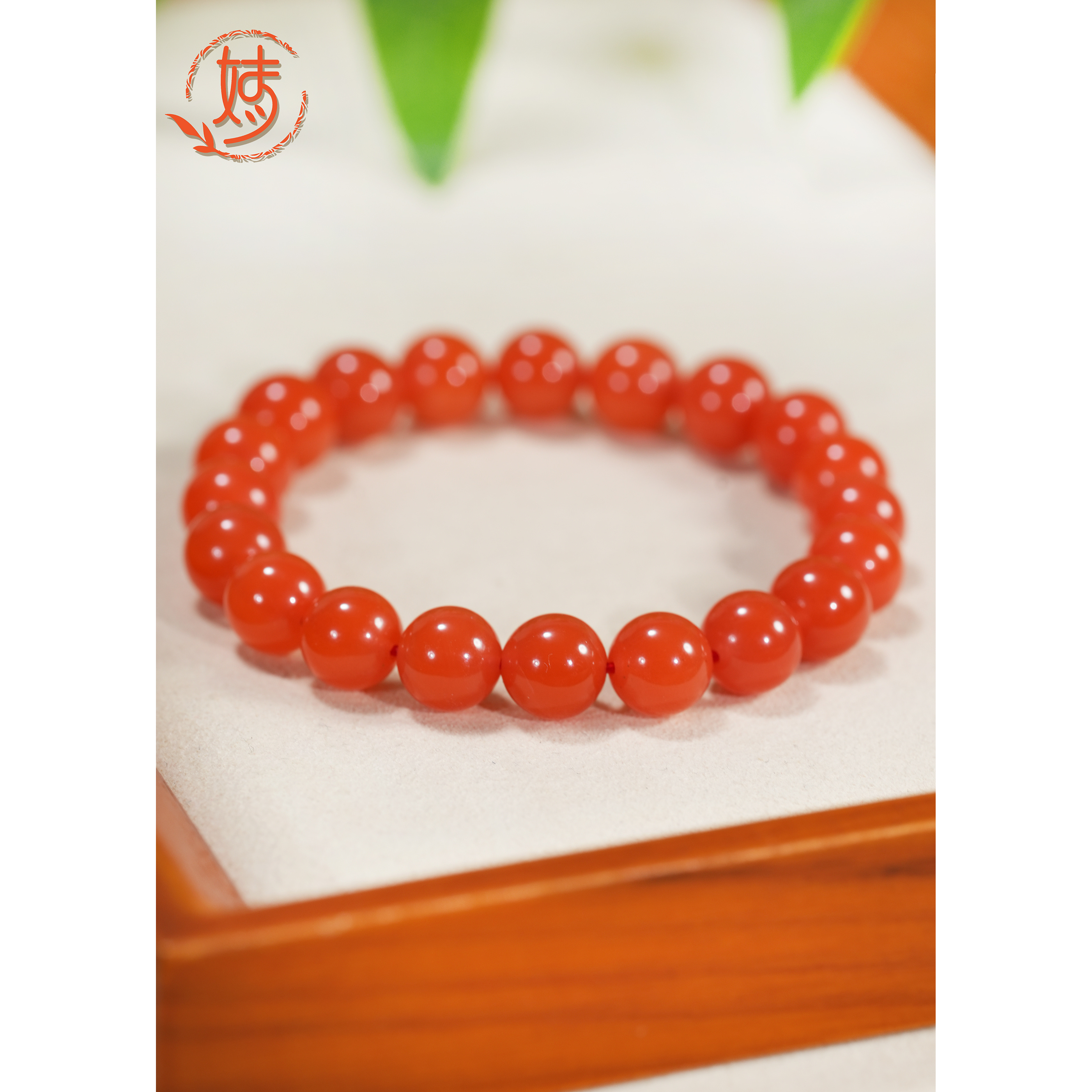 【婧婧精选】典藏 · 保山冰红南红 满色满肉 南红圆珠手串≈8.5MM 