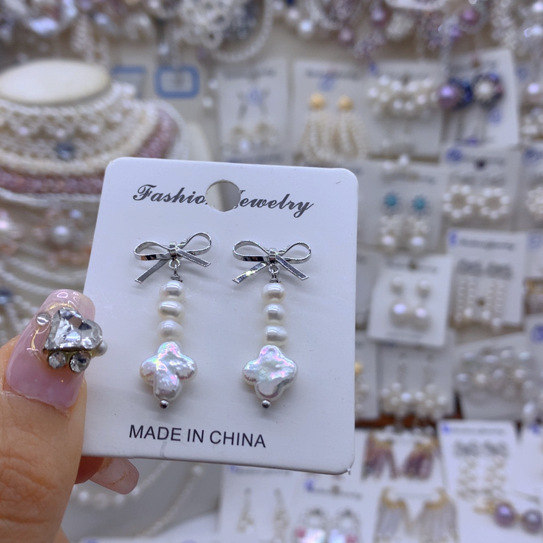 银S925镶嵌淡水珍珠项链耳饰