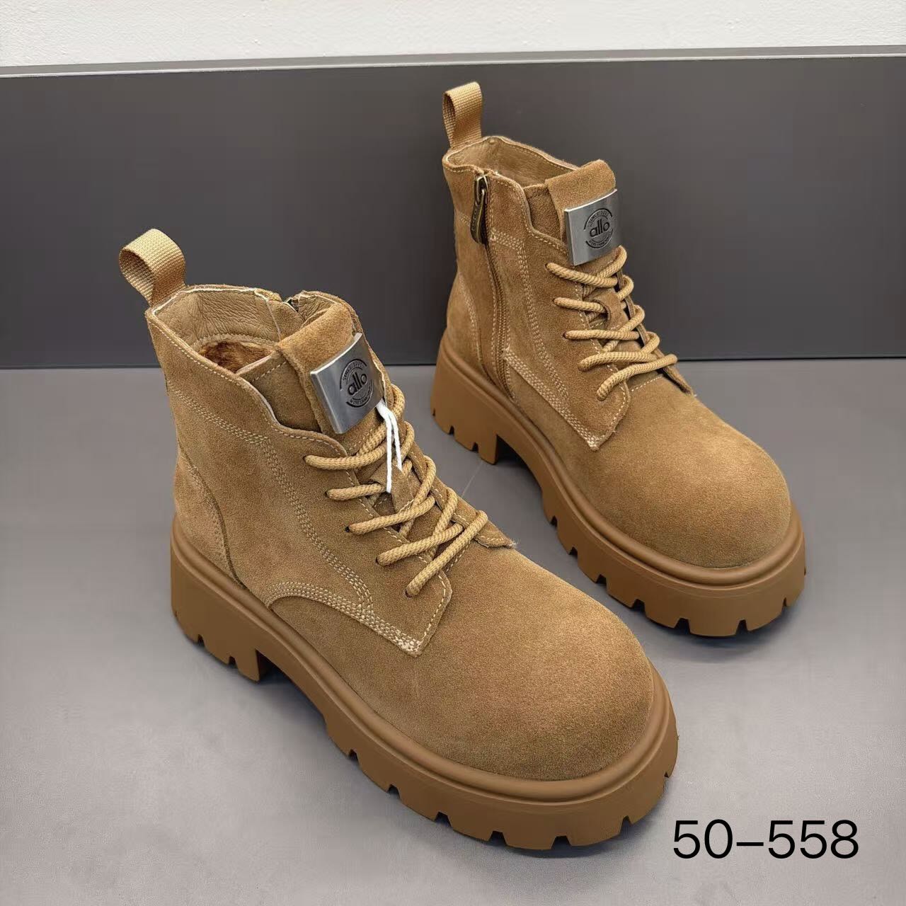 玛莎玛索秋冬新款加绒马丁靴50-558时尚百搭休闲简约翻毛皮二棉鞋