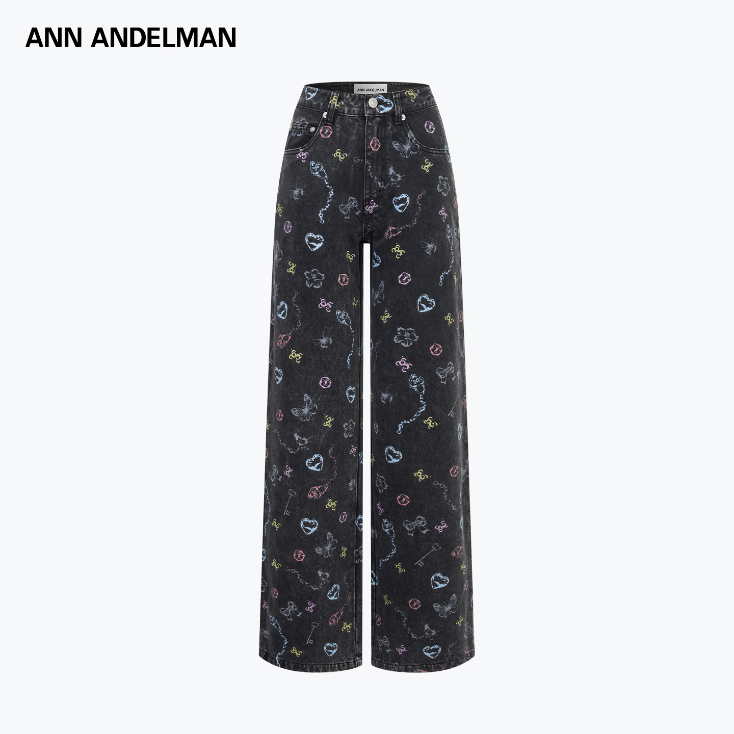 ANN ANDELMAN 25秋冬 时尚设计休闲百搭水洗印花牛仔长裤
