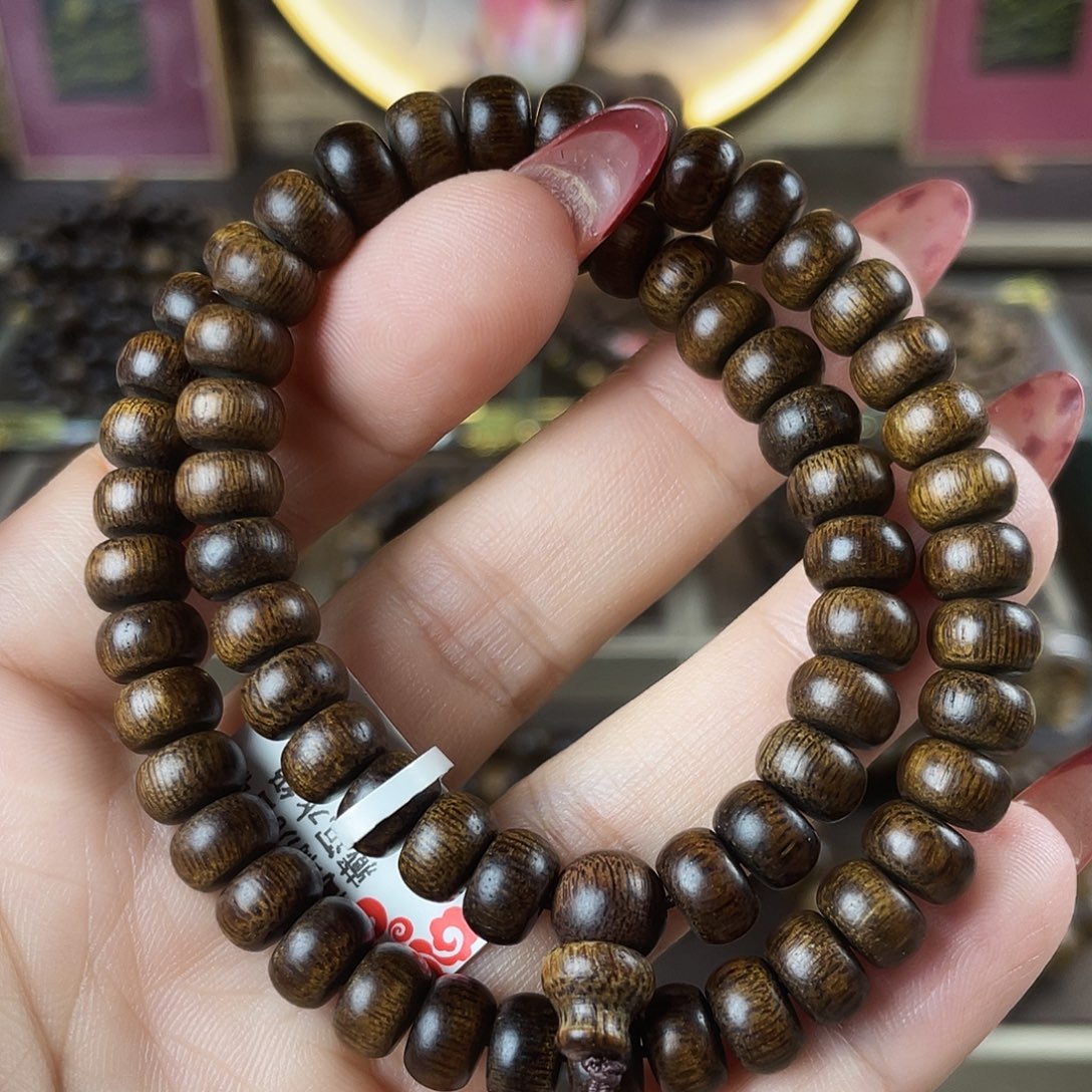 手串沉香越南富森红土玉化老料瘤疤6×8