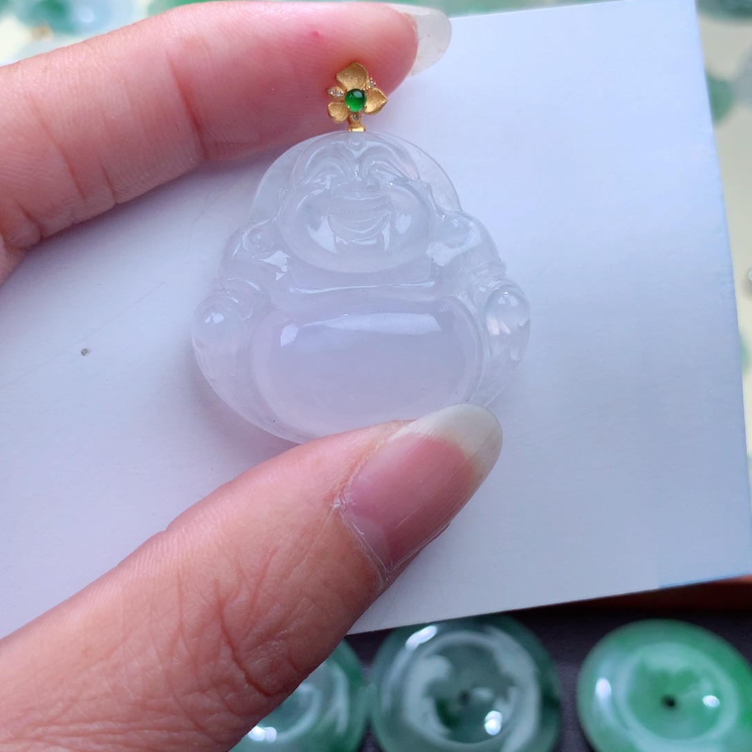 翡翠吊坠(不含链)18K金镶嵌