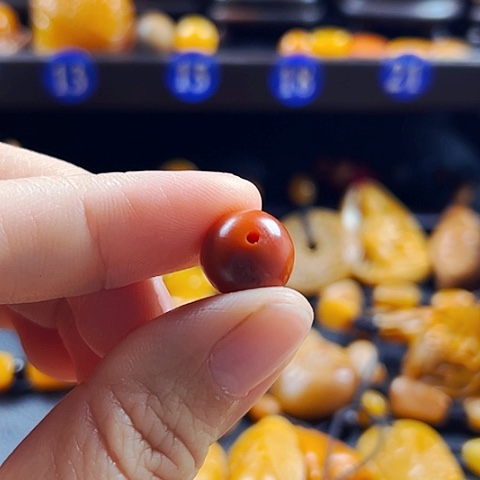 田黄石逸*红田石珠子