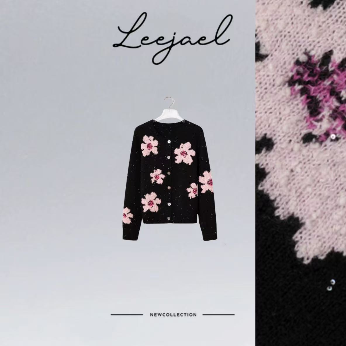 Lejeal“羊毛提花亮片针织开衫毛衣” LJE-H84#