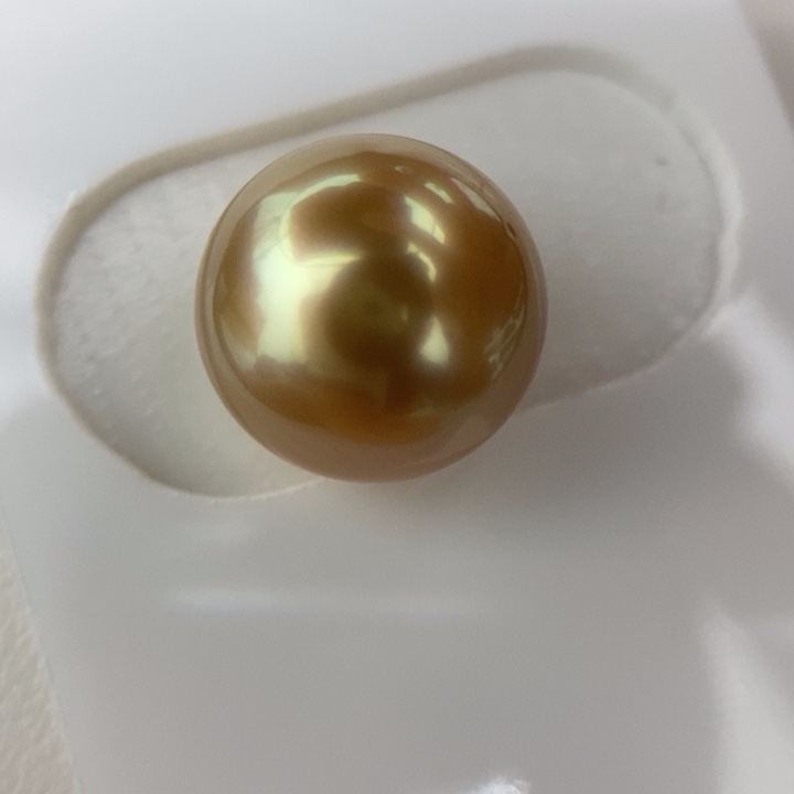 未镶嵌海水珍珠路路通12.7mm正圆浓金路路通