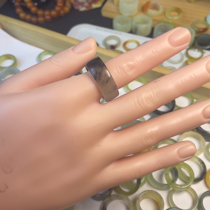 蛇纹石玉合金戒指20